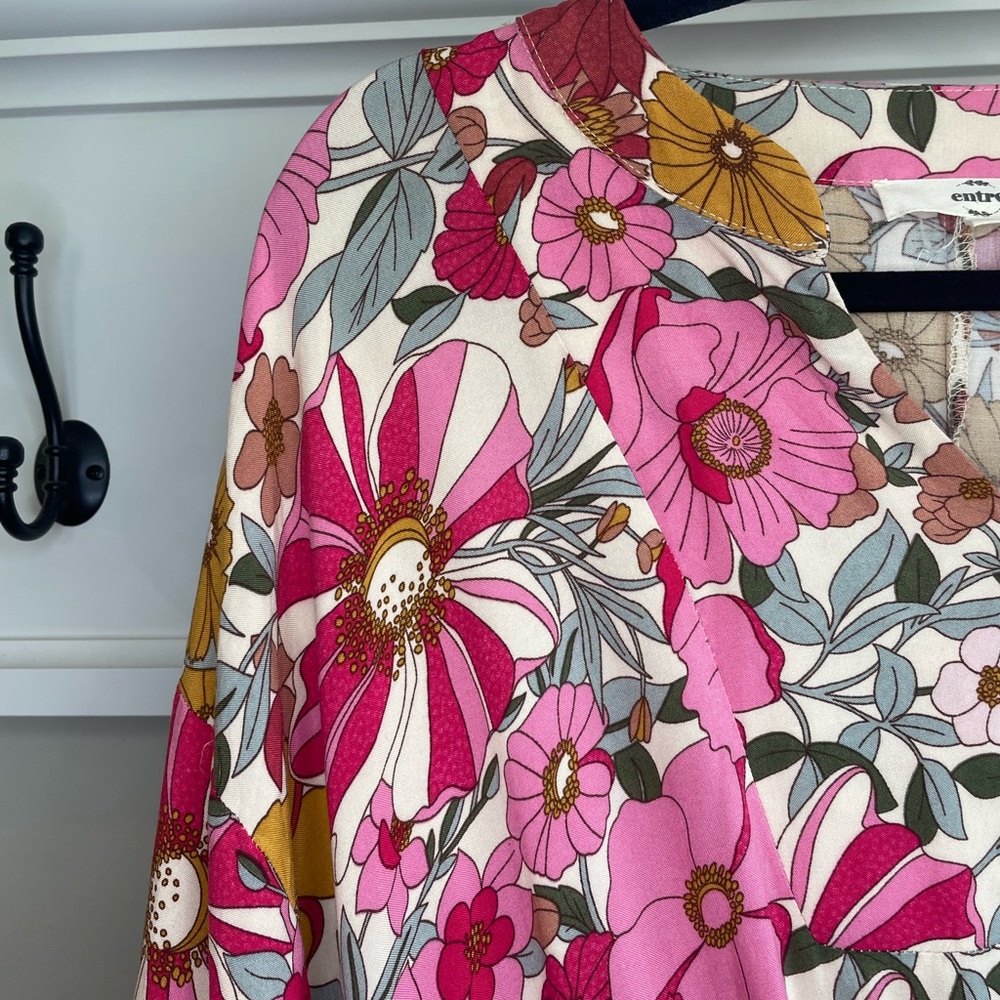 entro Floral Maxi Dress in Pink, Olive & Mustard - Picture 3 of 3